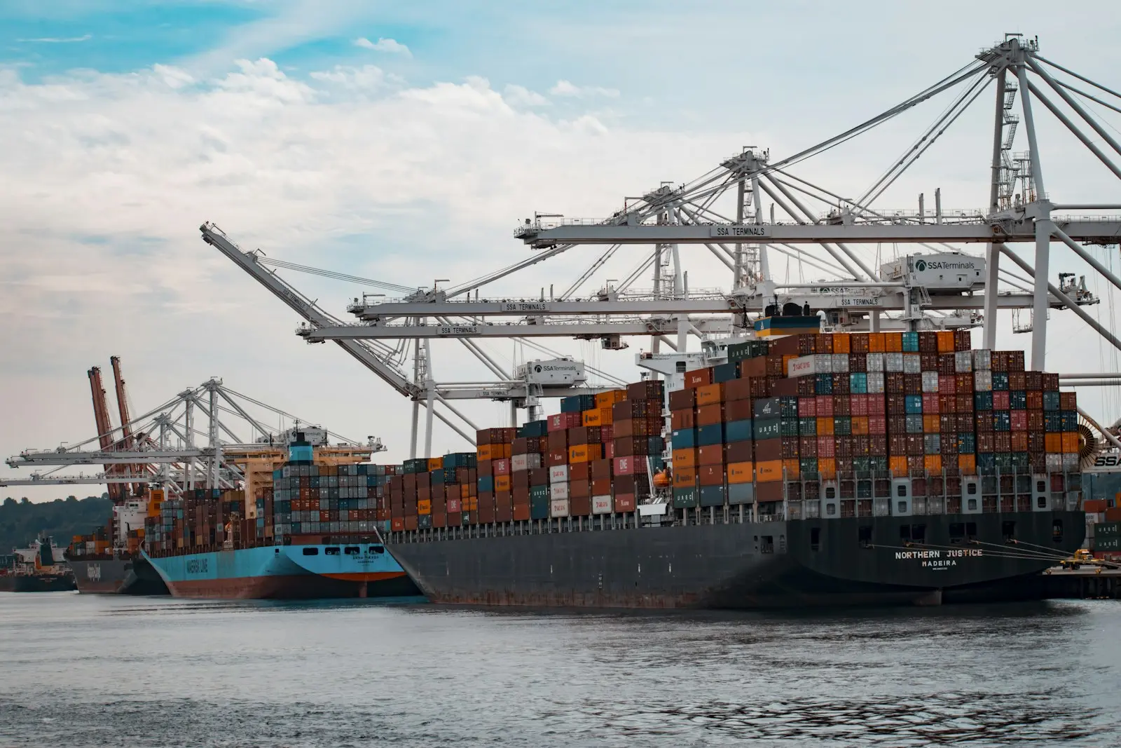 Food cargo containers at an international port